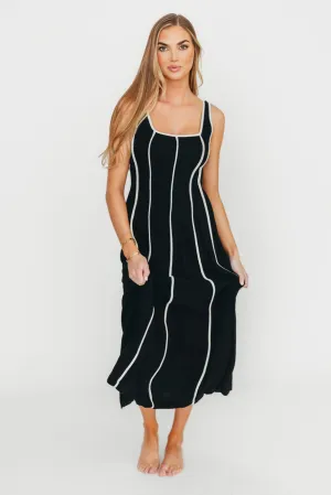 Liza Linen-Blend Midi Dress in Black