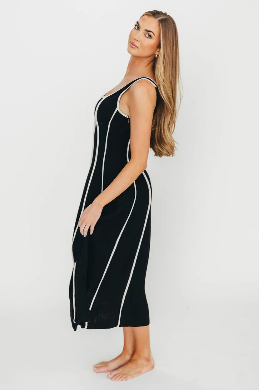 Liza Linen-Blend Midi Dress in Black