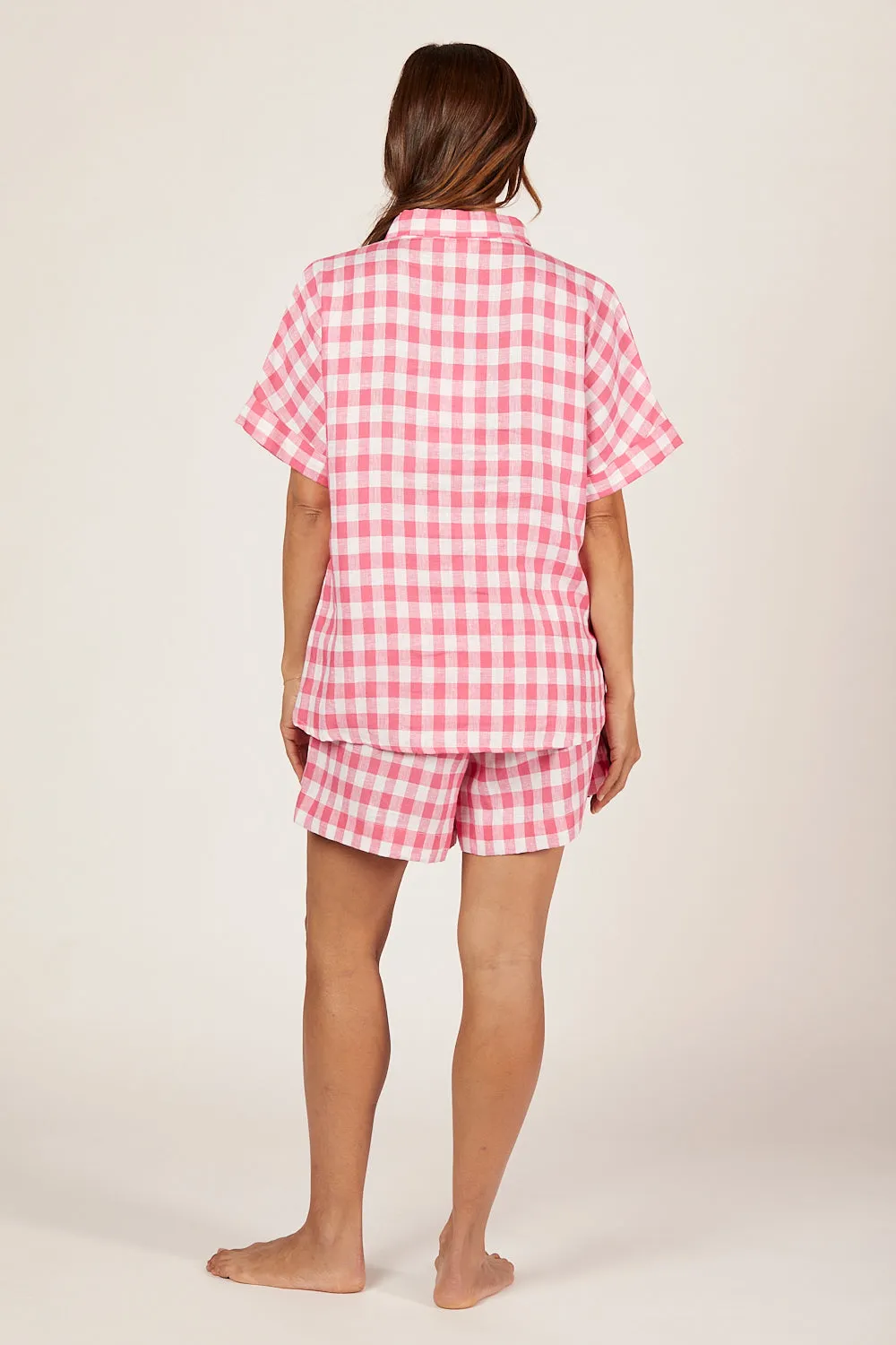 Lizey Linen A-Line Shorts in Treviso Pink