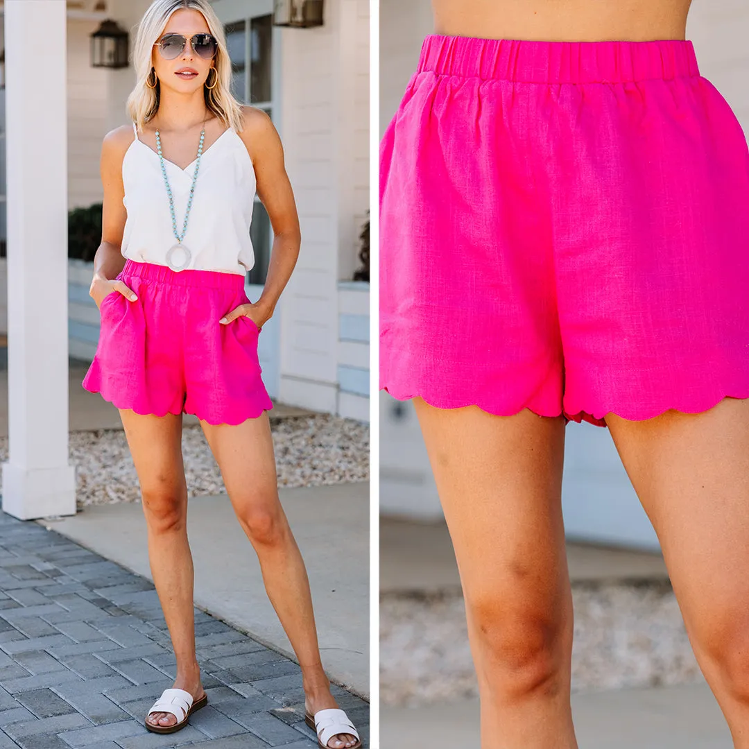 Looking For Fun Hot Pink Linen Shorts