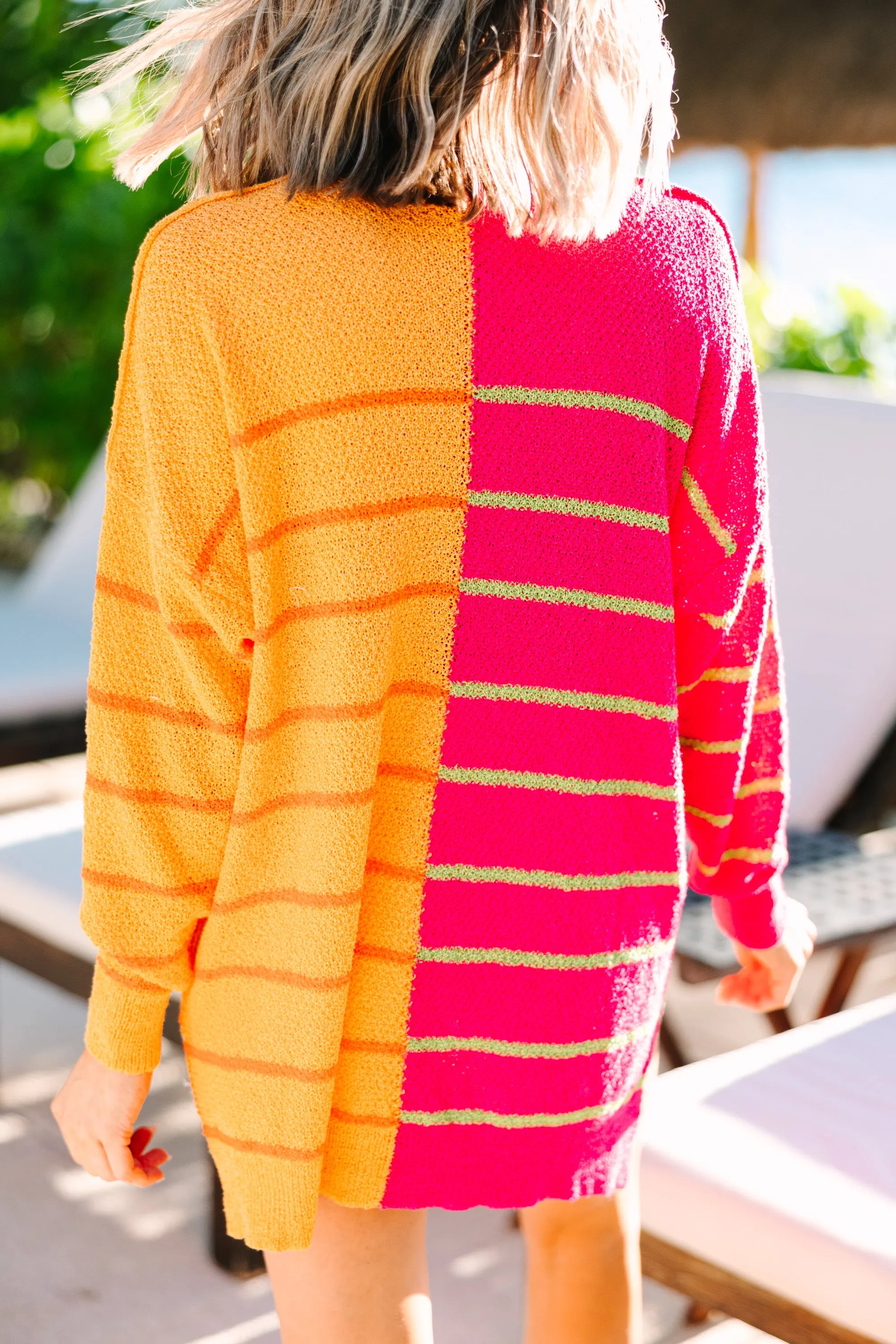 Loud Love Fuchsia Striped Sweater