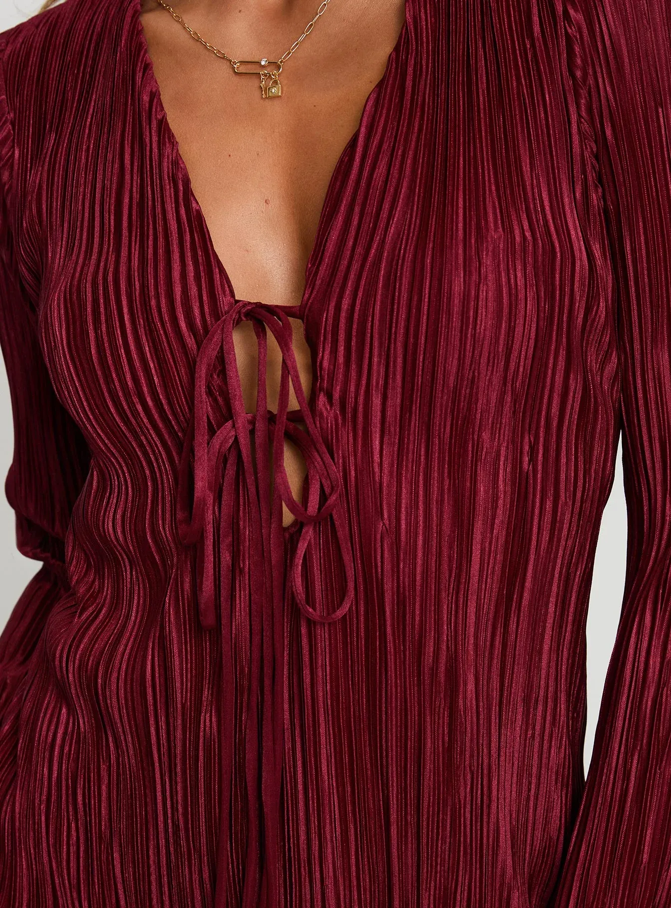 Malop Long Sleeve Mini Dress Burgundy