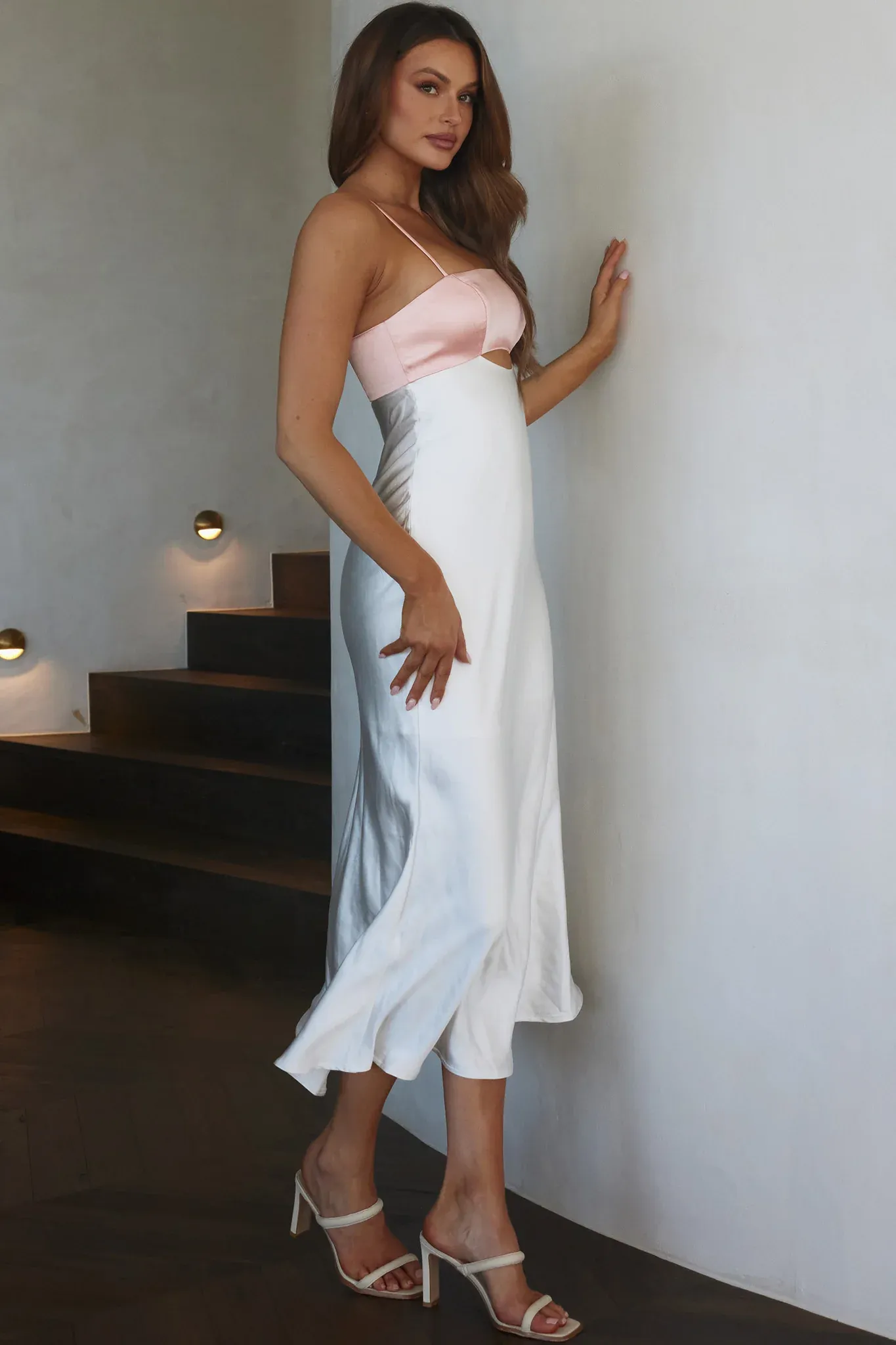 Mariana Cut-Out Bust Midi Dress Blush