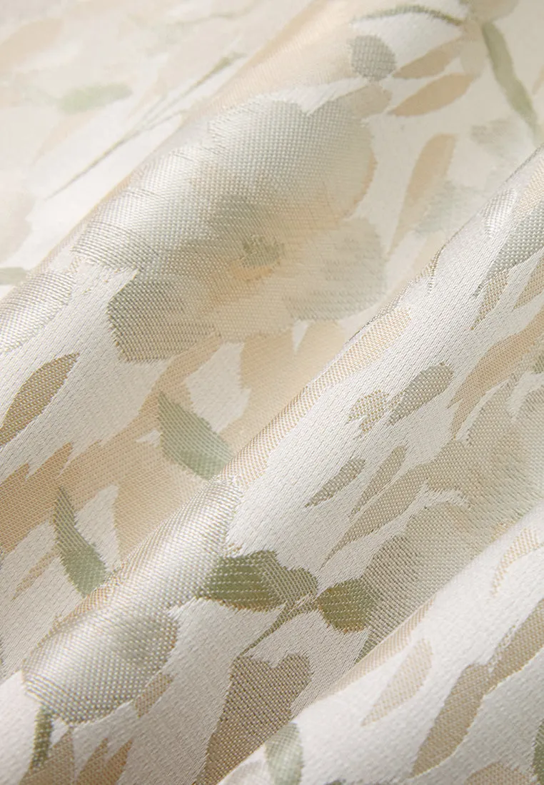 Maxi-length Floral Jacquard Pocket Dress