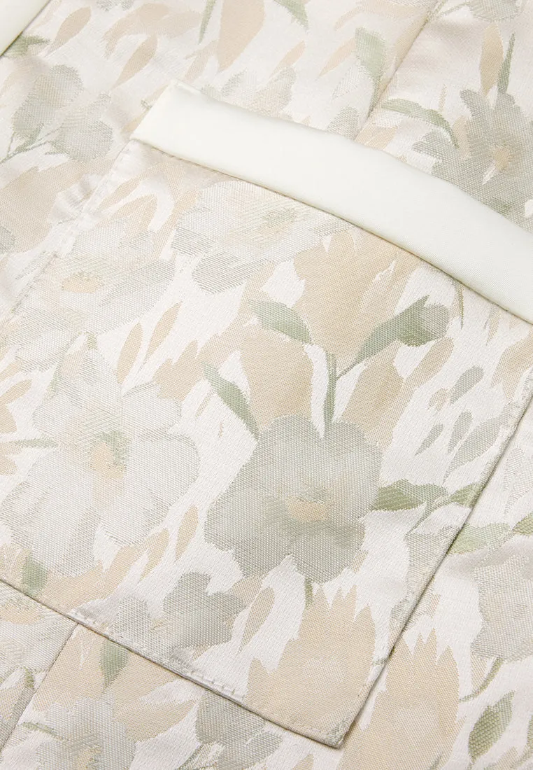 Maxi-length Floral Jacquard Pocket Dress