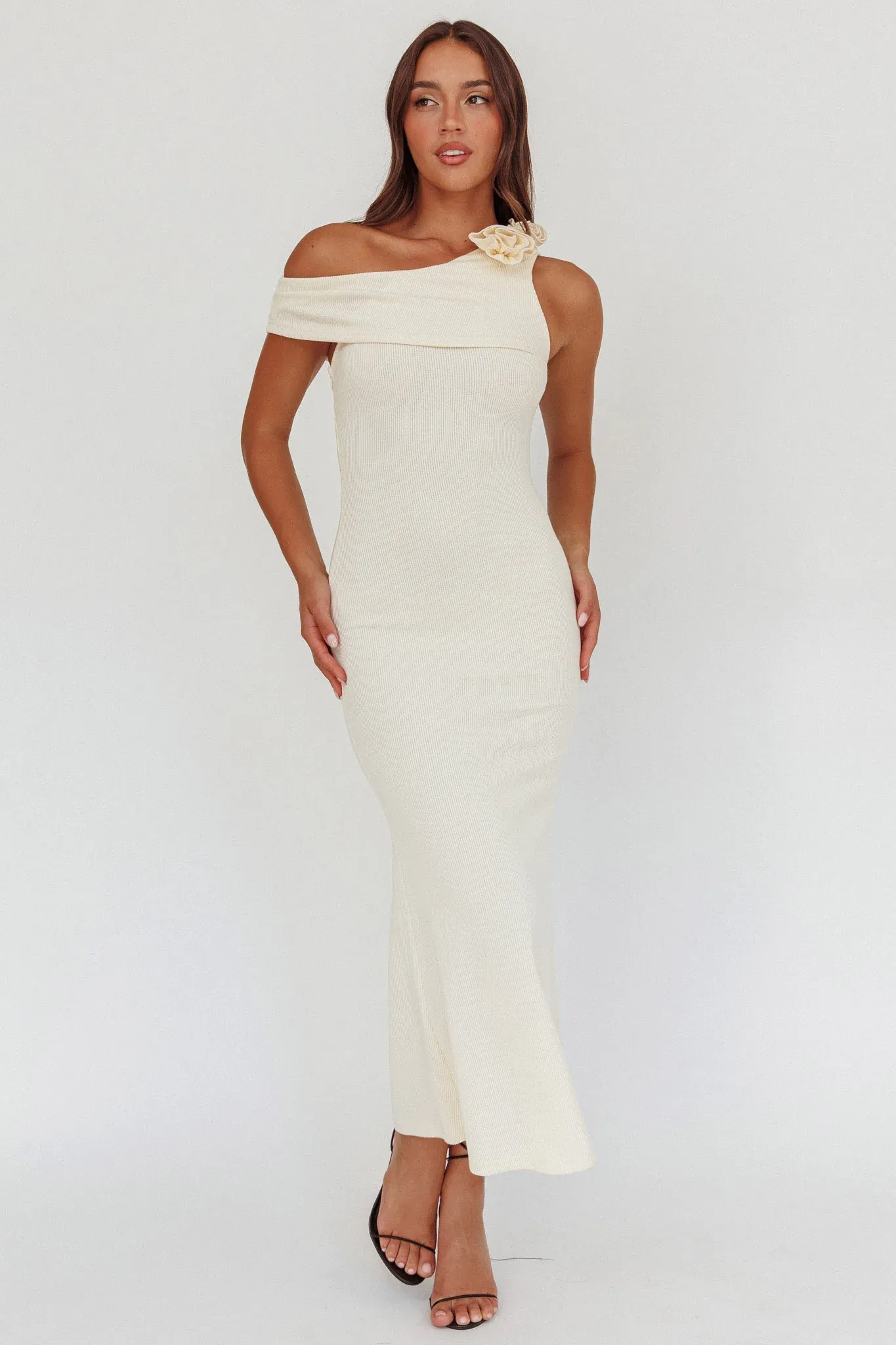 Mazon One-Shoulder Knit Maxi Dress Butter