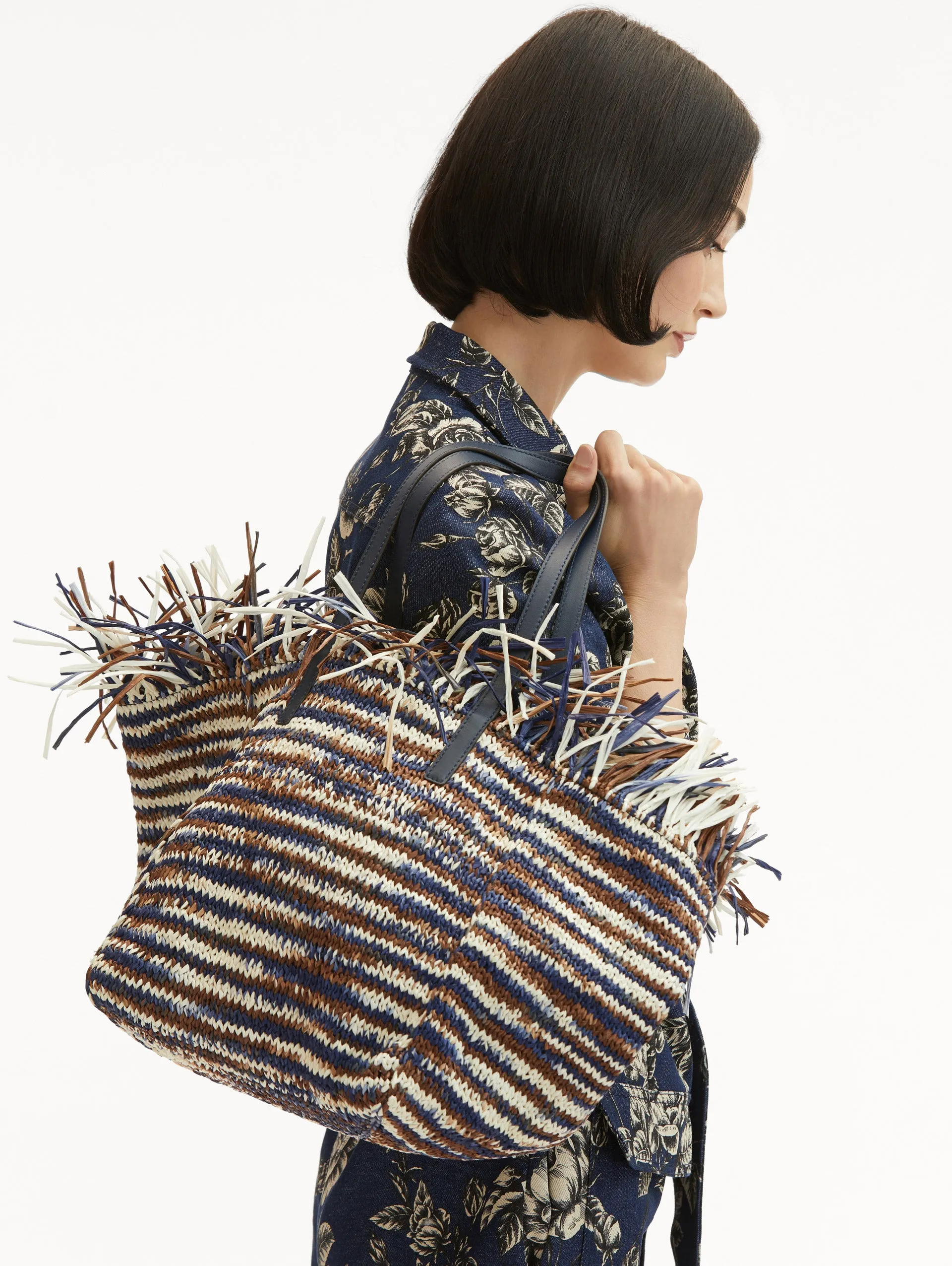 Medium Raffia Crochet Square Tote
