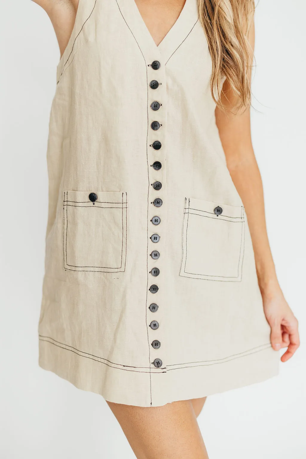 Milano 100% Linen Mini Dress in Linen