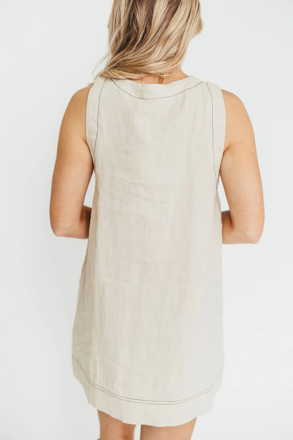 Milano 100% Linen Mini Dress in Linen
