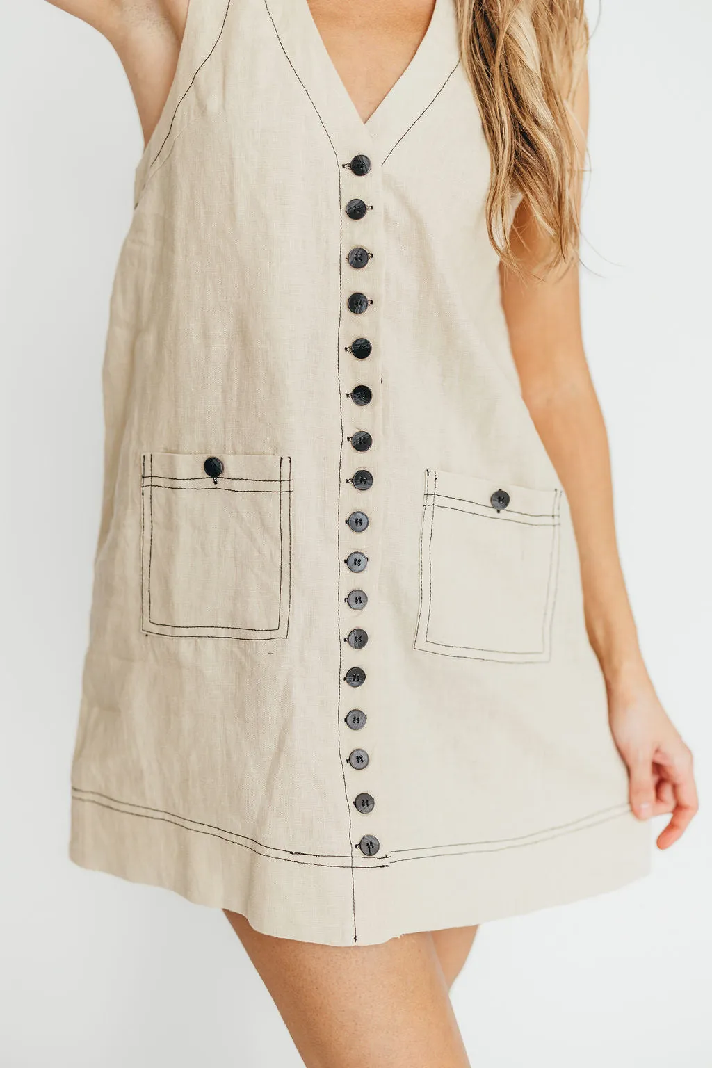 Milano 100% Linen Mini Dress in Linen
