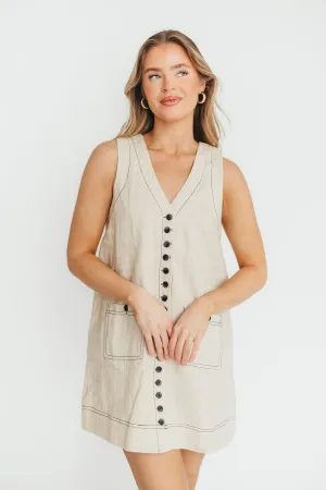 Milano 100% Linen Mini Dress in Linen