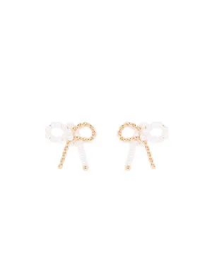 Nadia Pearl Metal Bow Earrings