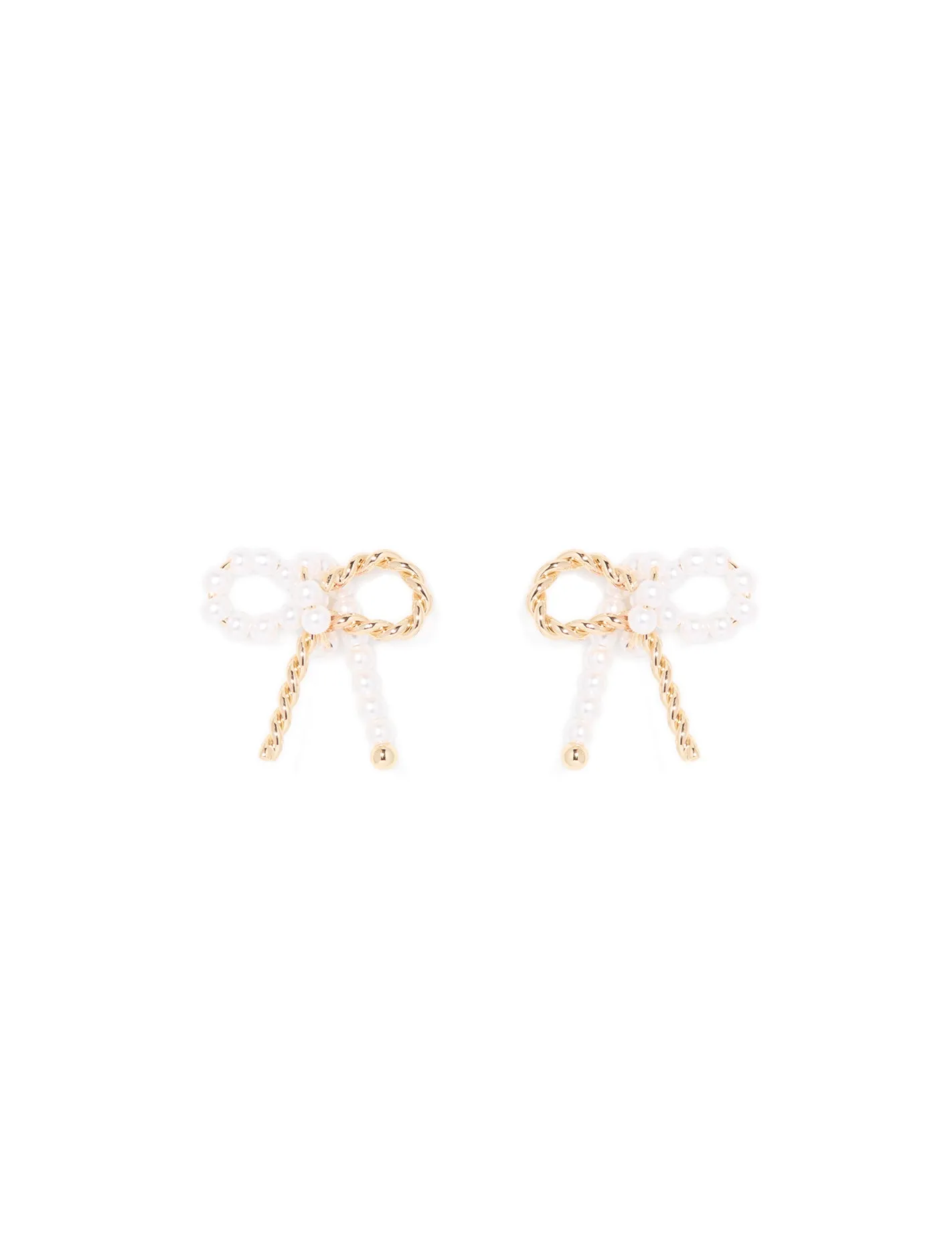 Nadia Pearl Metal Bow Earrings
