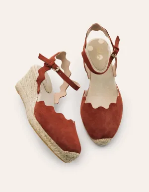 Nadine Espadrille Wedges-Copper Red