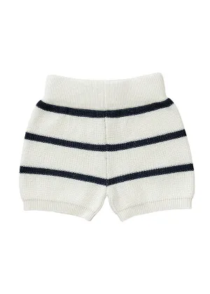 Navy Stripe Knit Shorts