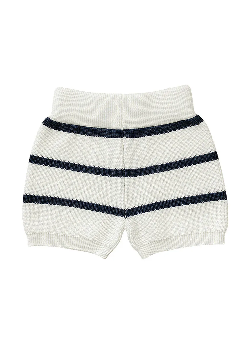 Navy Stripe Knit Shorts