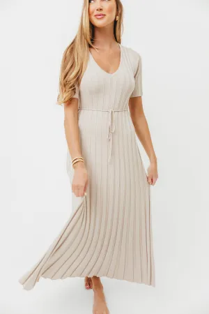 Oakley Ribbed Maxi Dress in Dusty Ivory Taupe - Bump Friendly