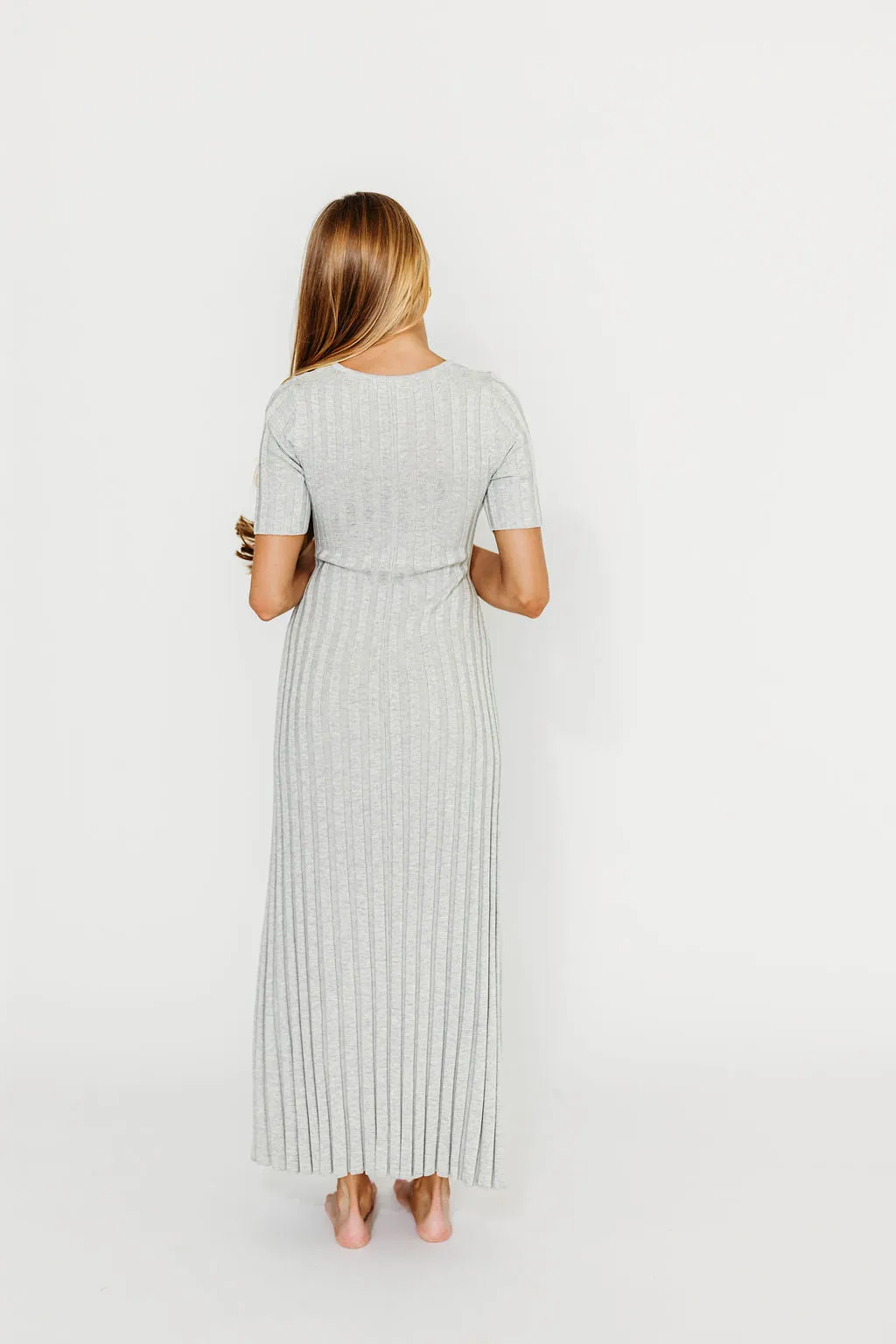 Oakley Ribbed Maxi Dress in Heather Grey -Bump Friendly