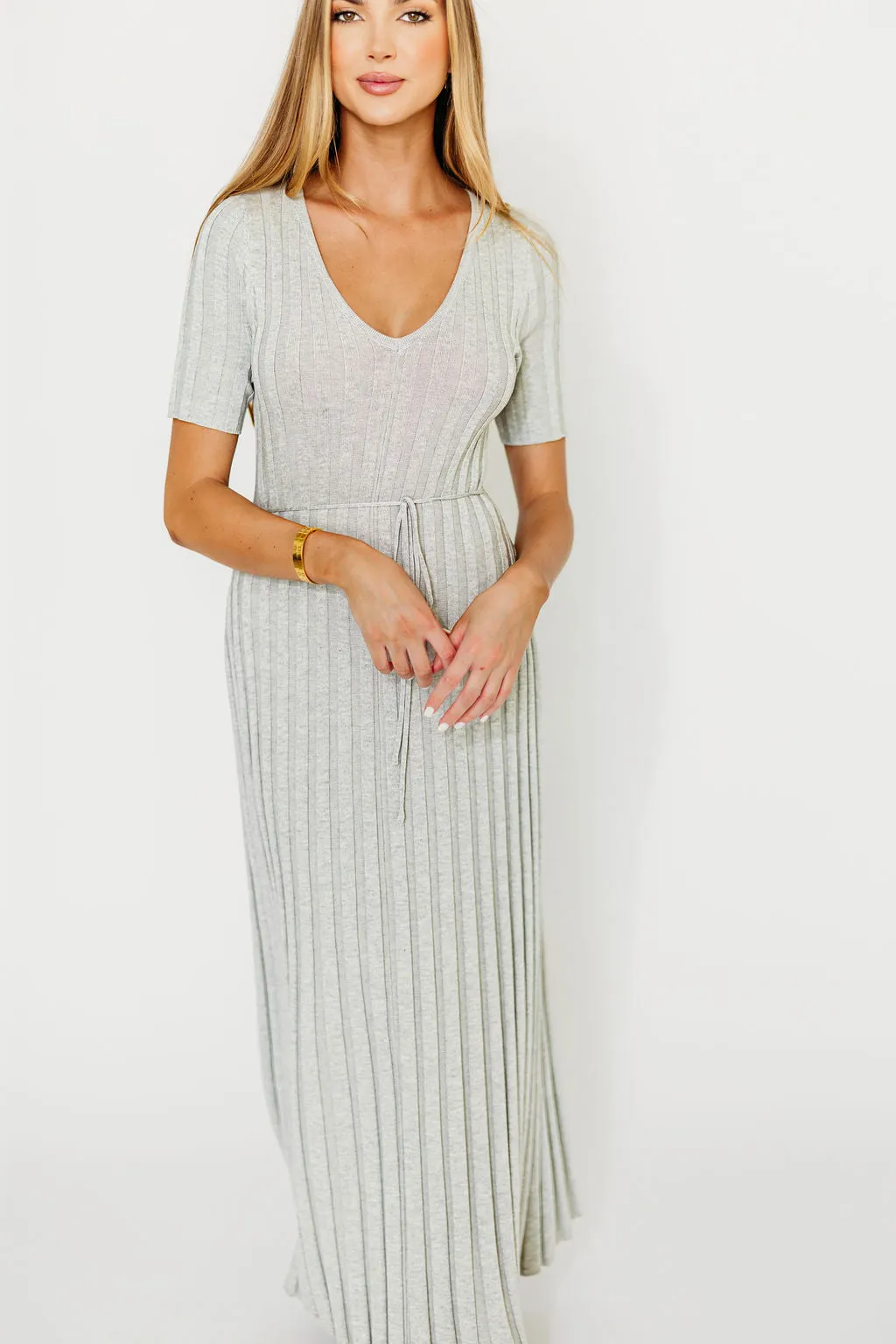 Oakley Ribbed Maxi Dress in Heather Grey -Bump Friendly