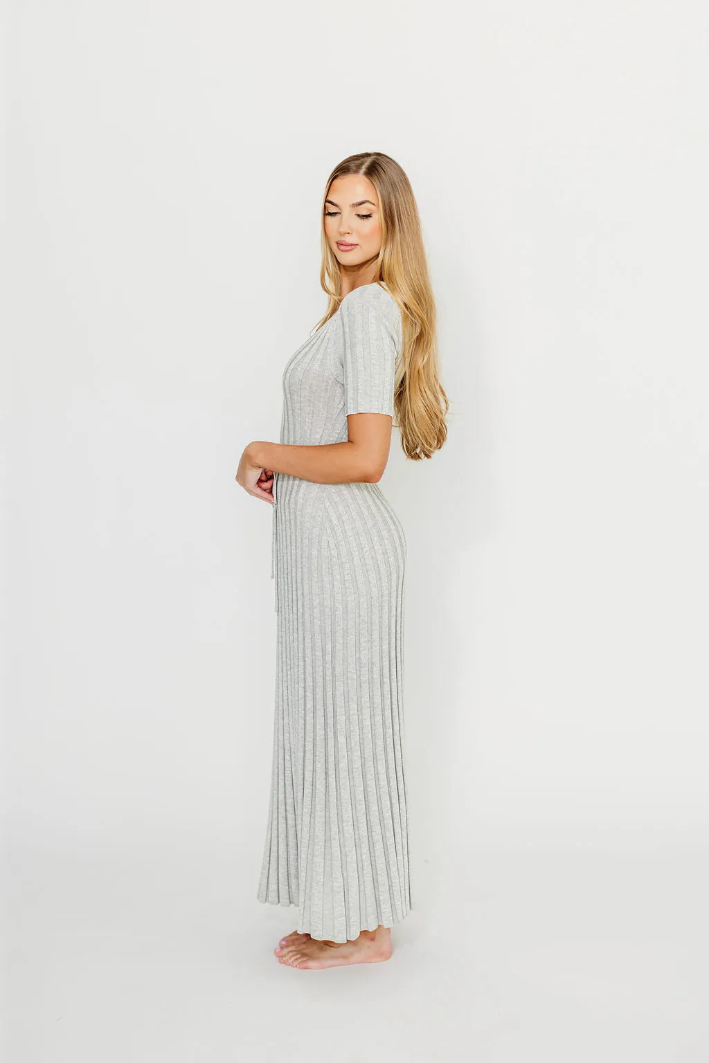 Oakley Ribbed Maxi Dress in Heather Grey -Bump Friendly