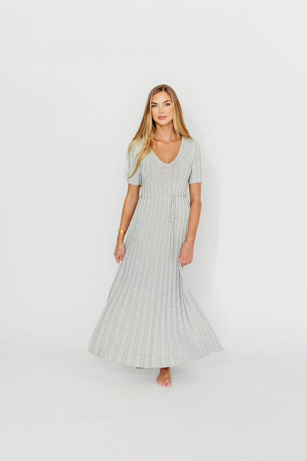 Oakley Ribbed Maxi Dress in Heather Grey -Bump Friendly