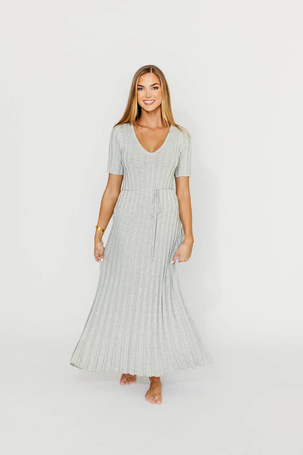 Oakley Ribbed Maxi Dress in Heather Grey -Bump Friendly