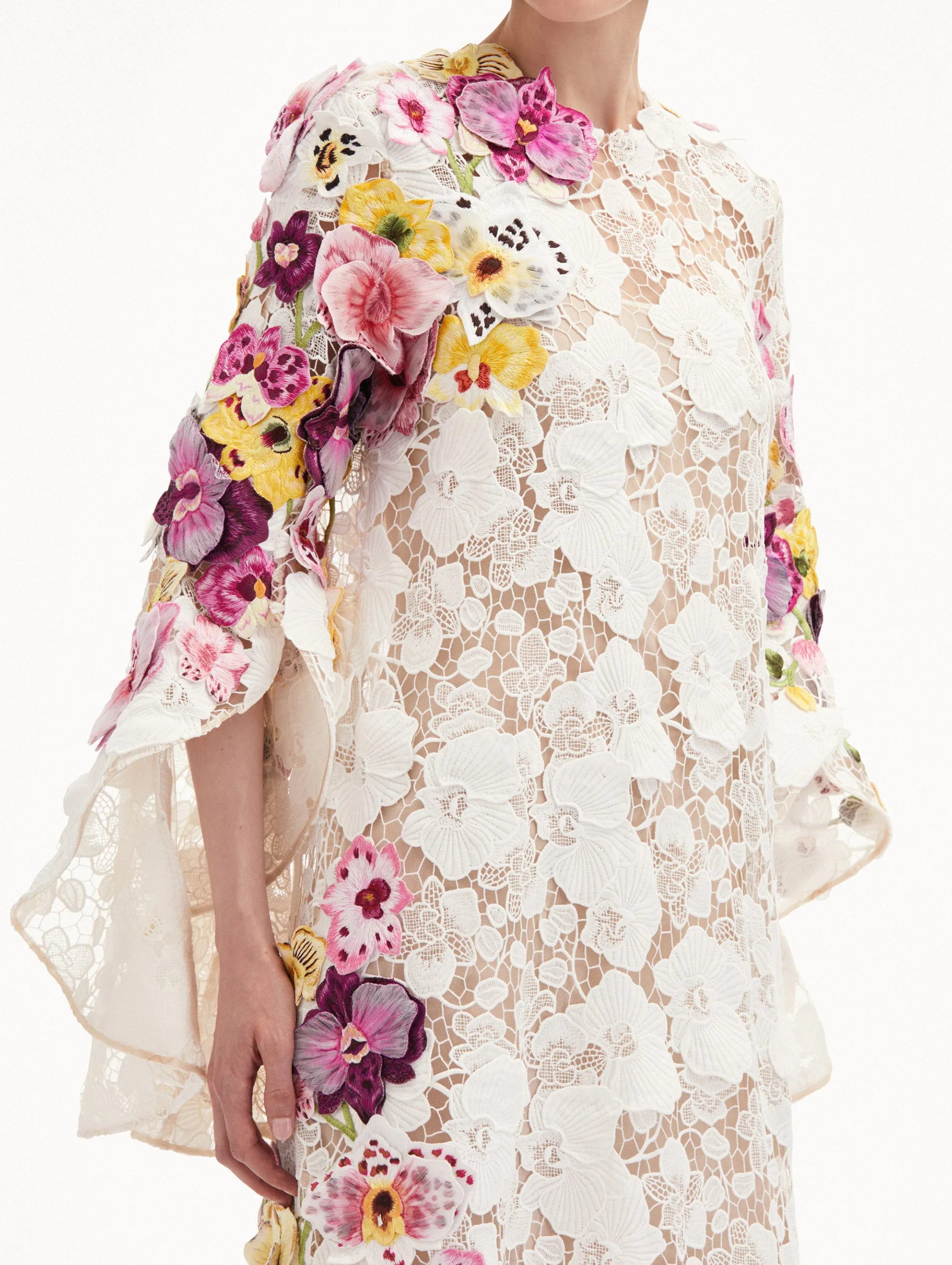 Orchid Embroidered Guipure Caftan