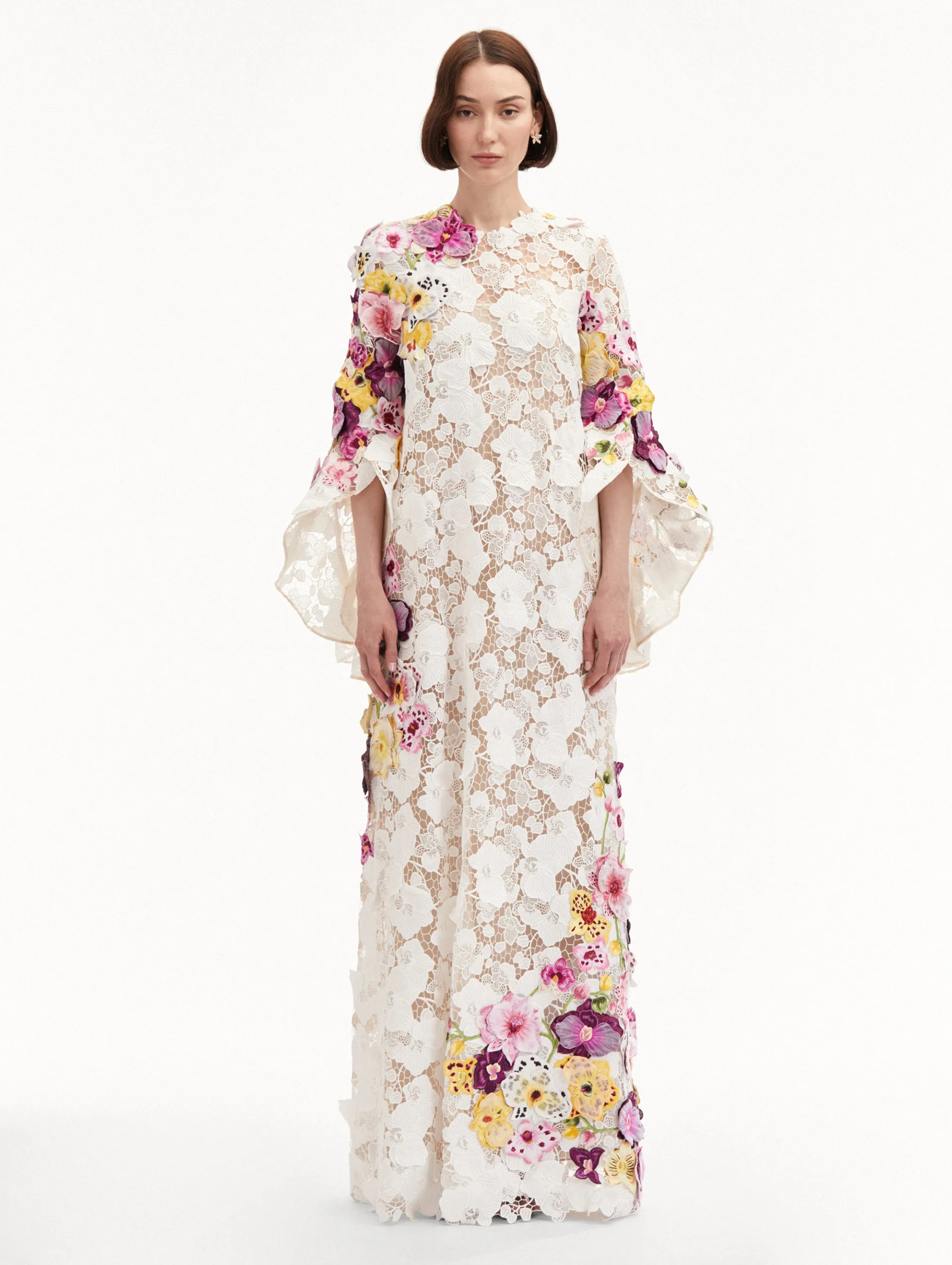 Orchid Embroidered Guipure Caftan