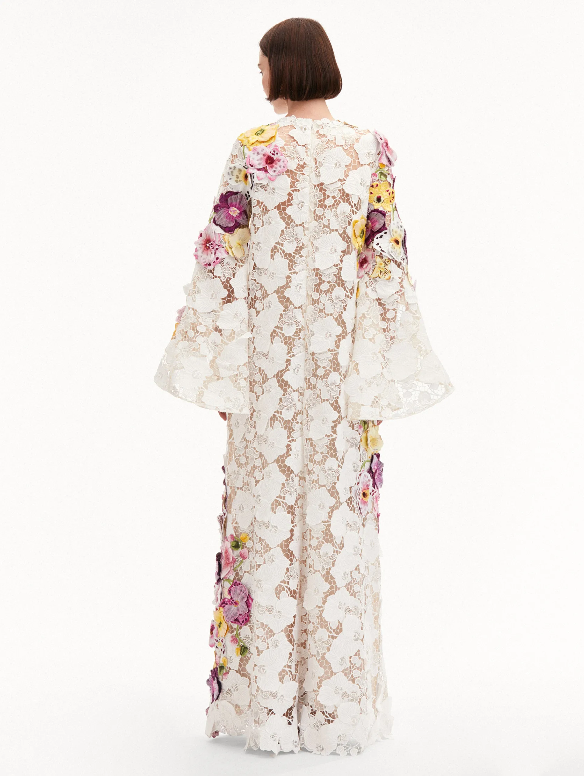 Orchid Embroidered Guipure Caftan