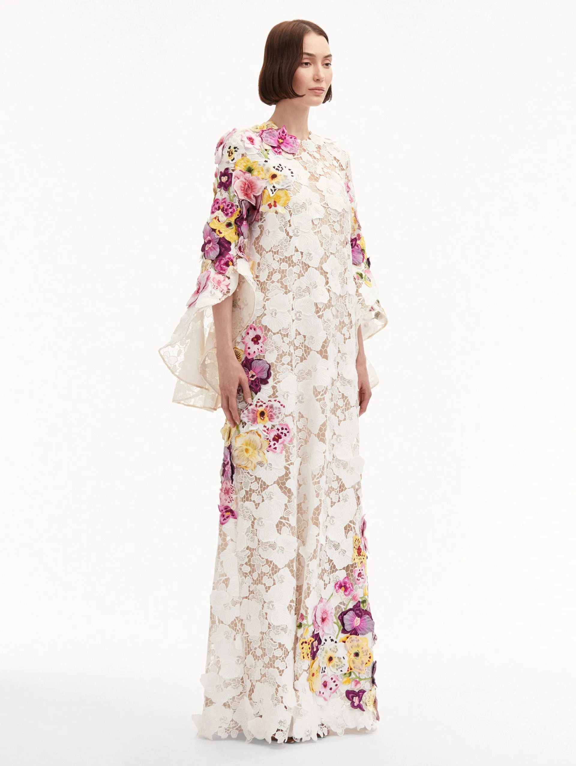 Orchid Embroidered Guipure Caftan