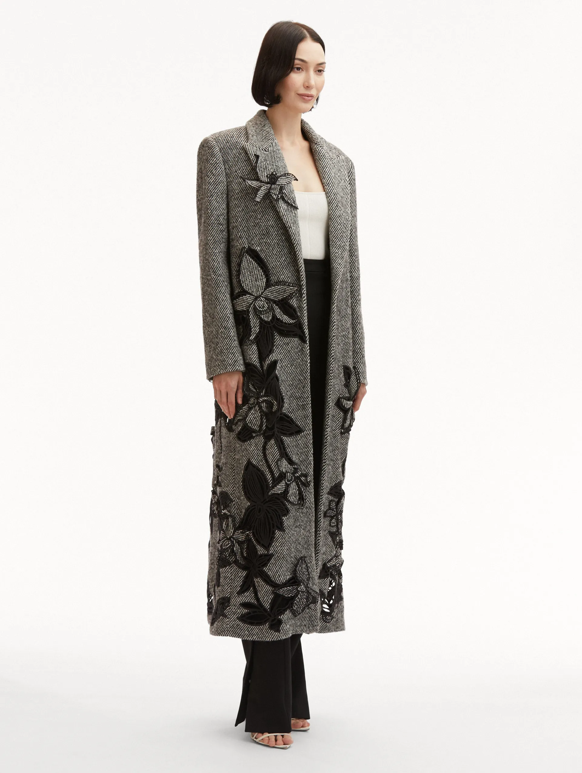 Orchid Embroidered Wool Coat
