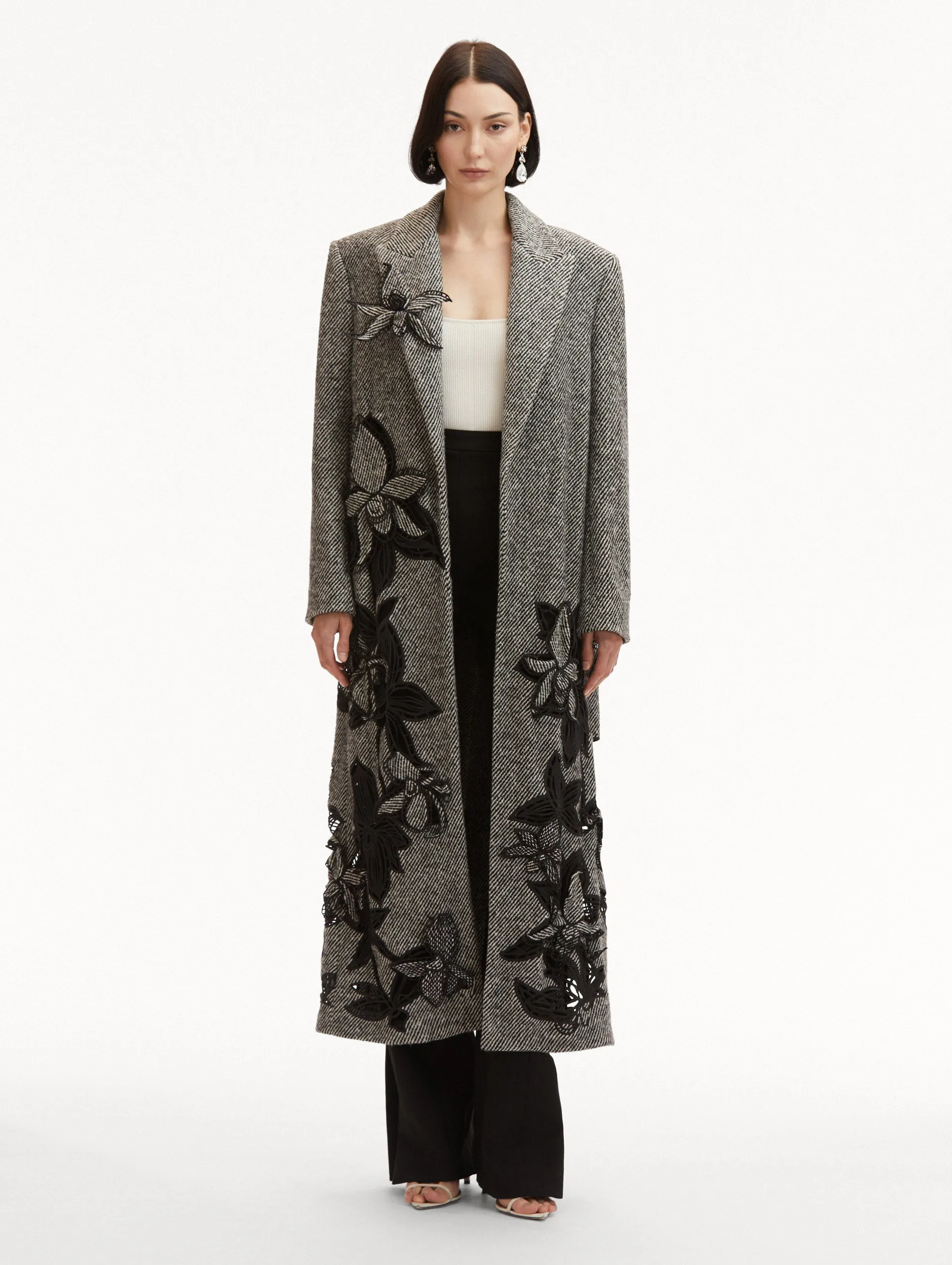 Orchid Embroidered Wool Coat