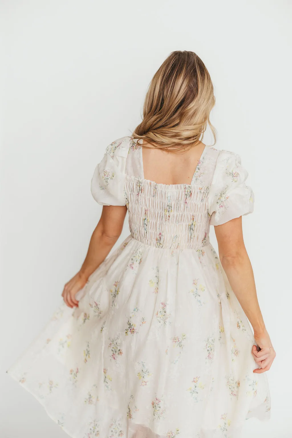 Paisley Smocked Midi Dress in Multi Floral