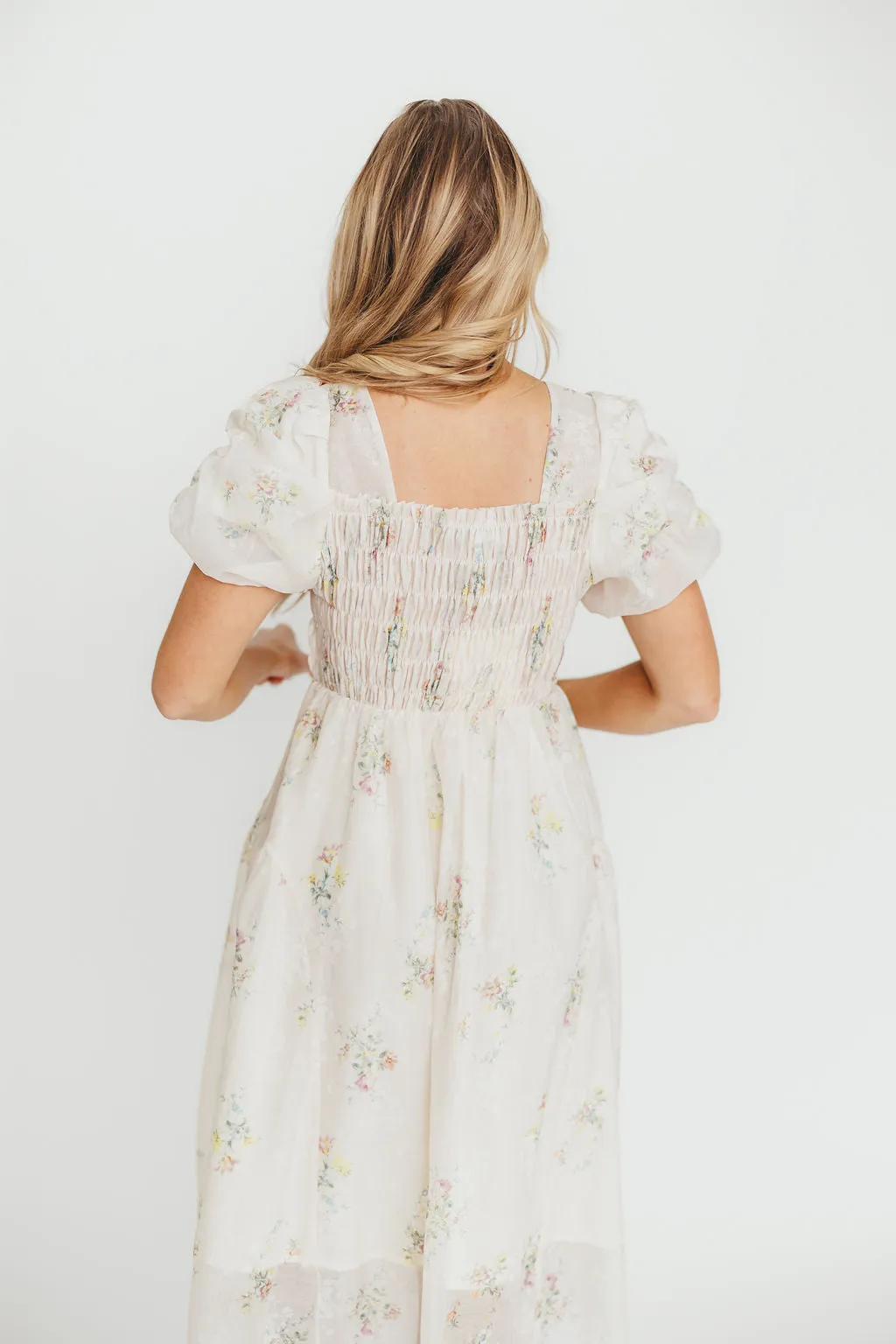 Paisley Smocked Midi Dress in Multi Floral