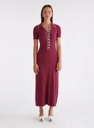 PENELOPE DRESS (CHERRY W/ SILENCE TRIM)