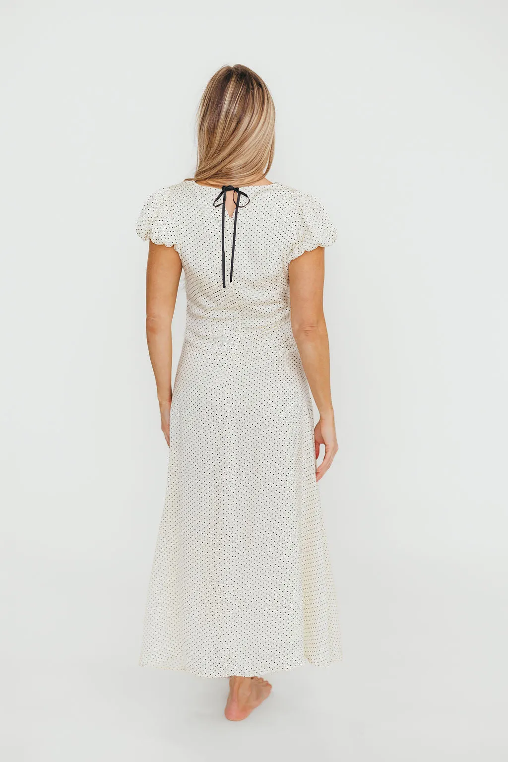 Perla Polka Dot Midi Dress in Ivory