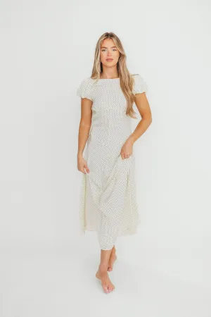 Perla Polka Dot Midi Dress in Ivory