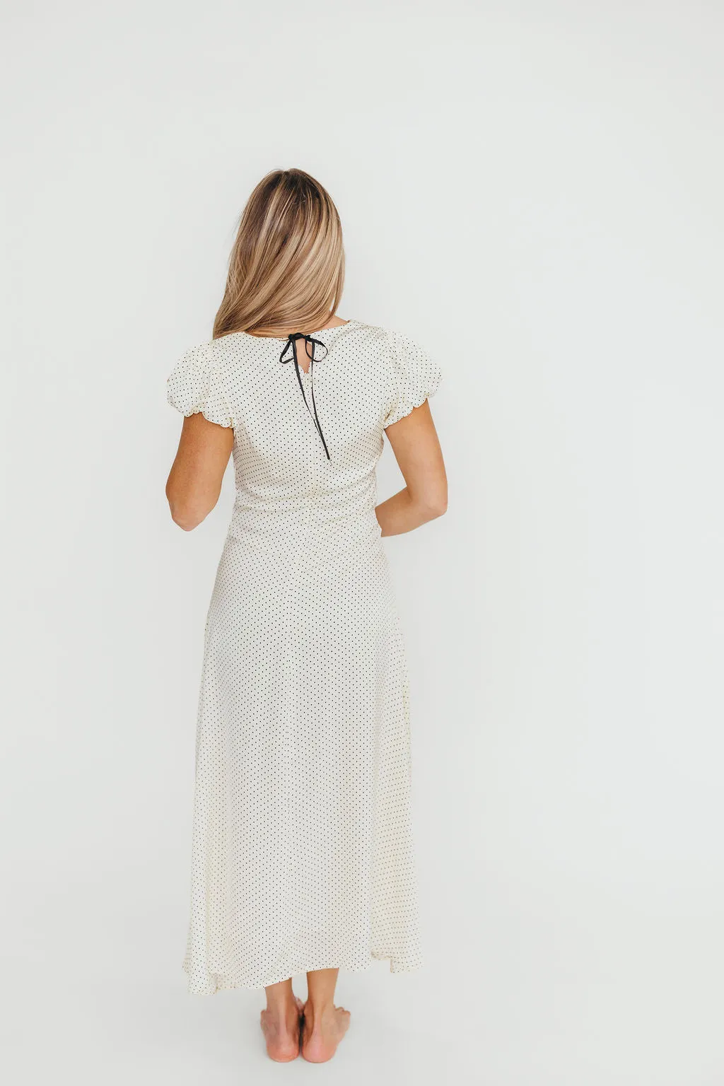 Perla Polka Dot Midi Dress in Ivory