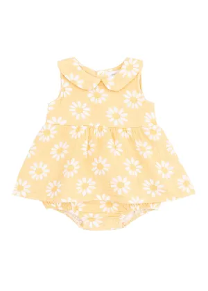 Peter Pan Skirted Bubble - Yellow Mod Daisy