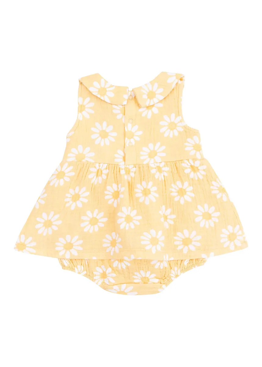 Peter Pan Skirted Bubble - Yellow Mod Daisy