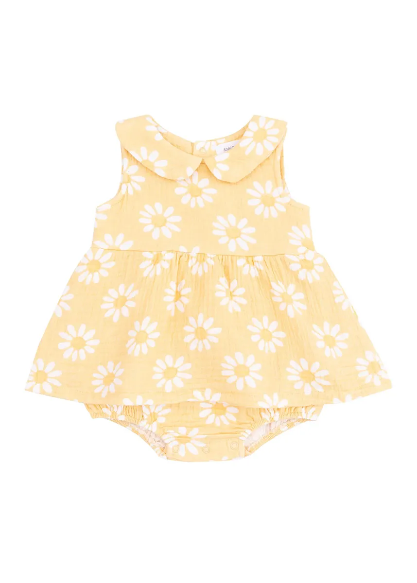 Peter Pan Skirted Bubble - Yellow Mod Daisy