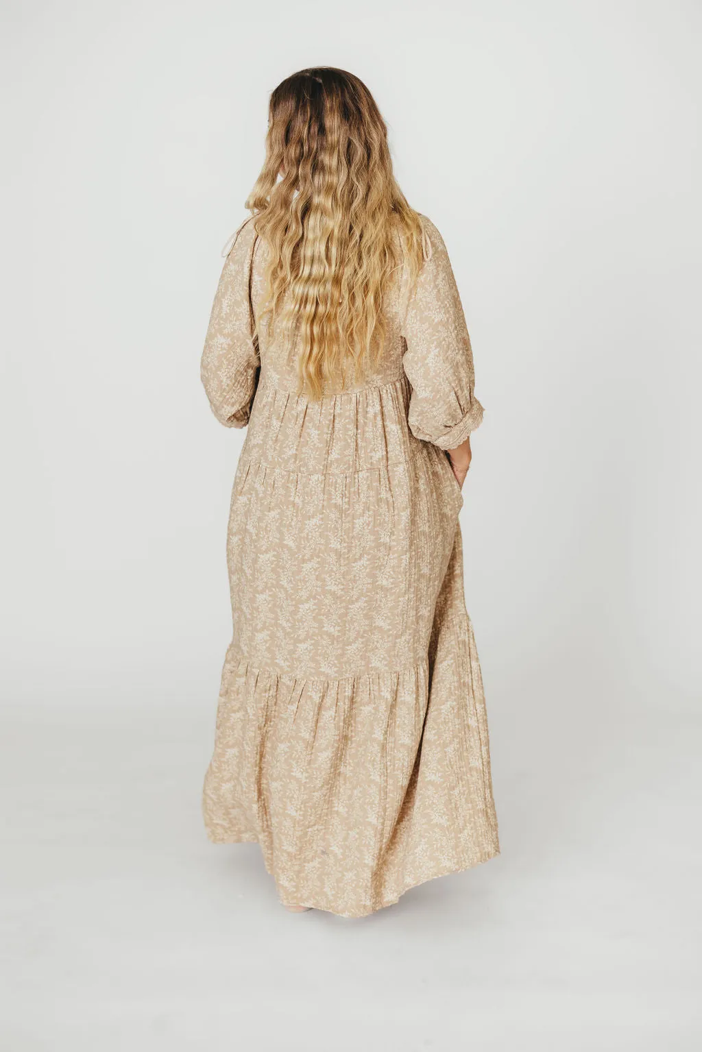 Peyton 100% Cotton Maxi Dress in Mocha Floral - Bump Friendly (XS-XL)