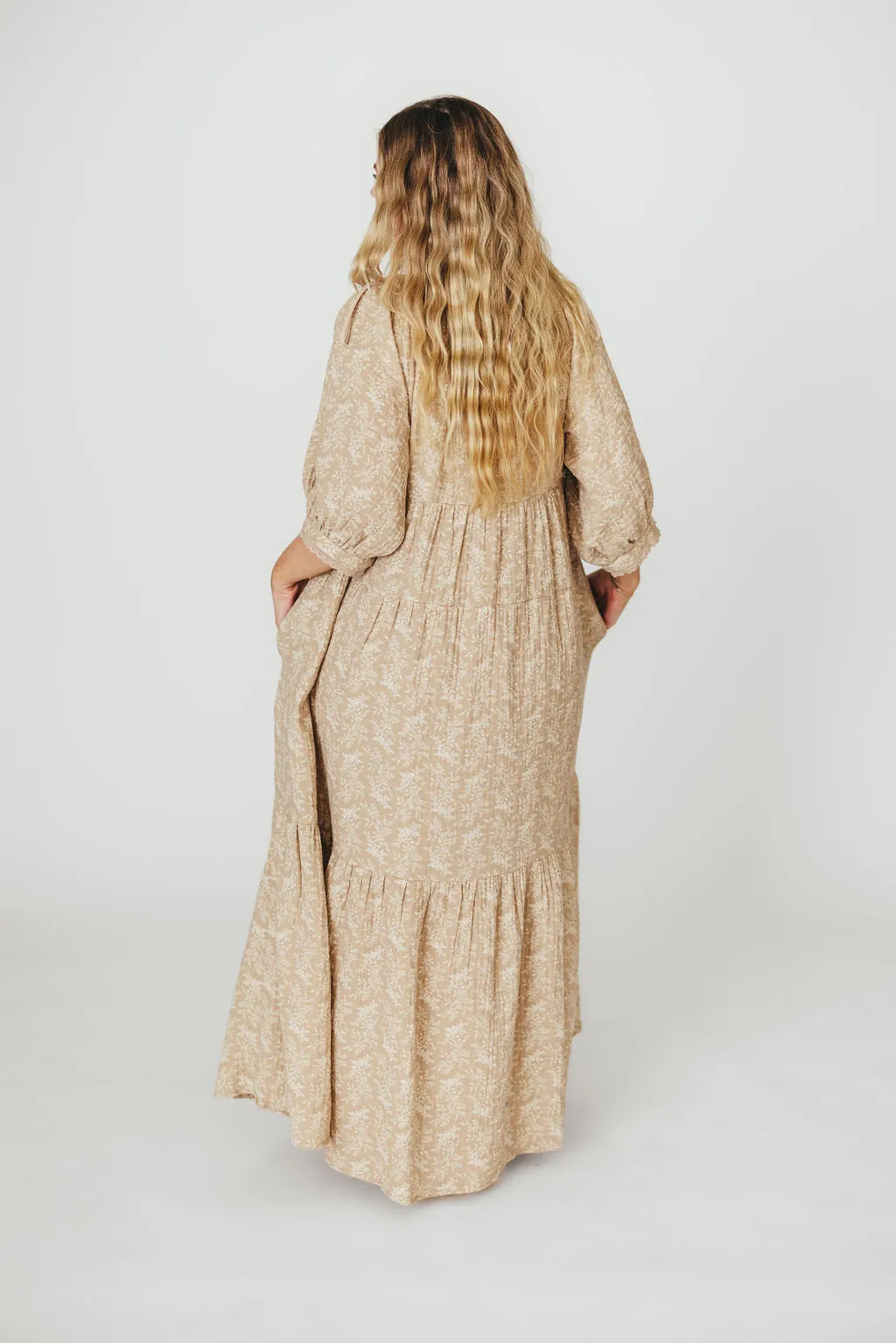 Peyton 100% Cotton Maxi Dress in Mocha Floral - Bump Friendly (XS-XL)
