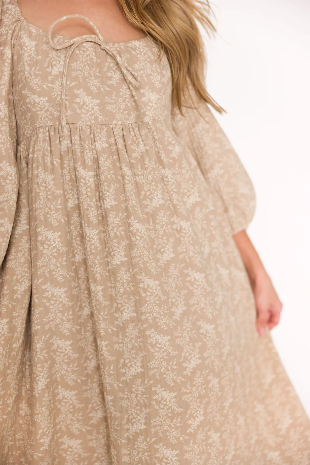 Peyton 100% Cotton Maxi Dress in Mocha Floral - Bump Friendly (XS-XL)