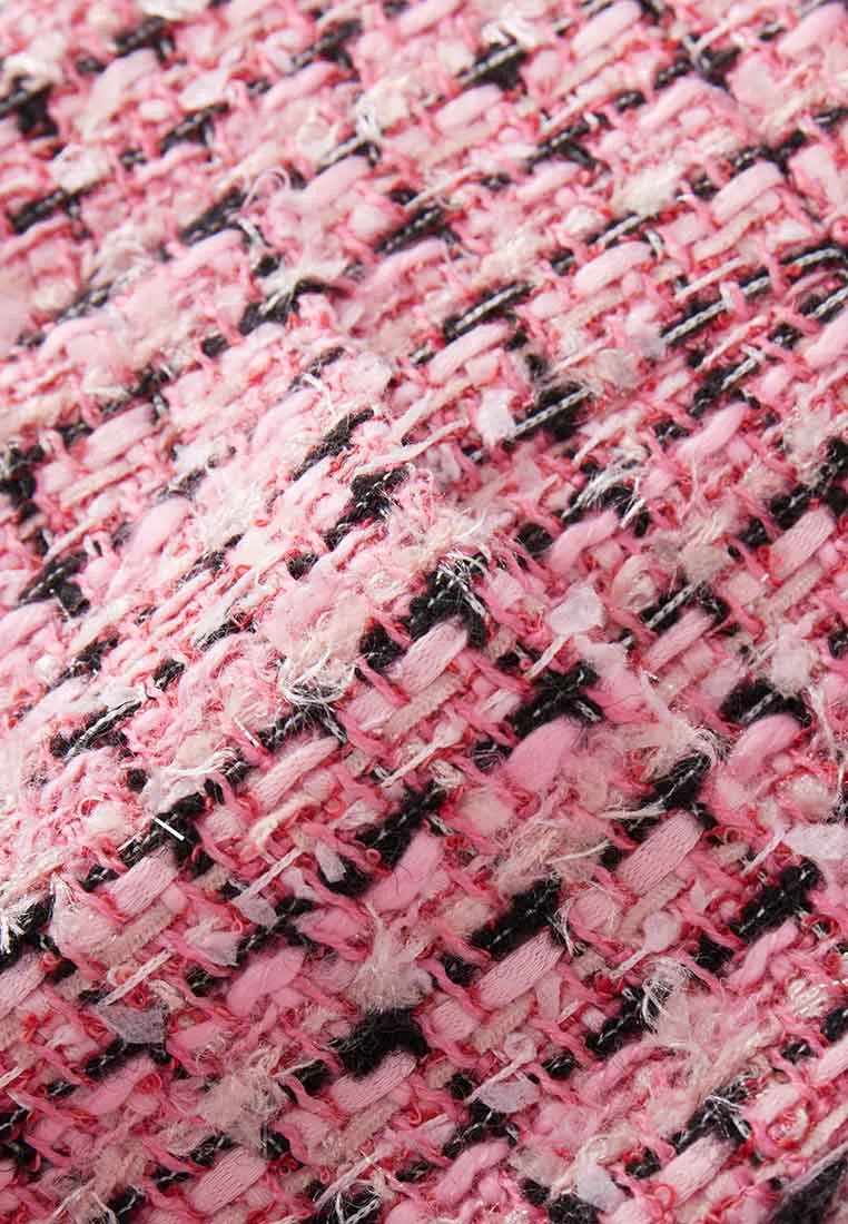 Pink Tweed Lapel Dress