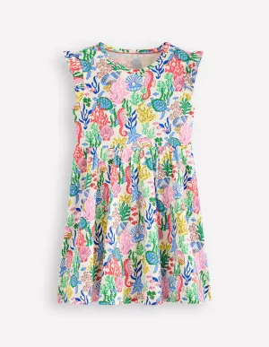 Posie Frill Sleeve Dress-Multi Coral Cove