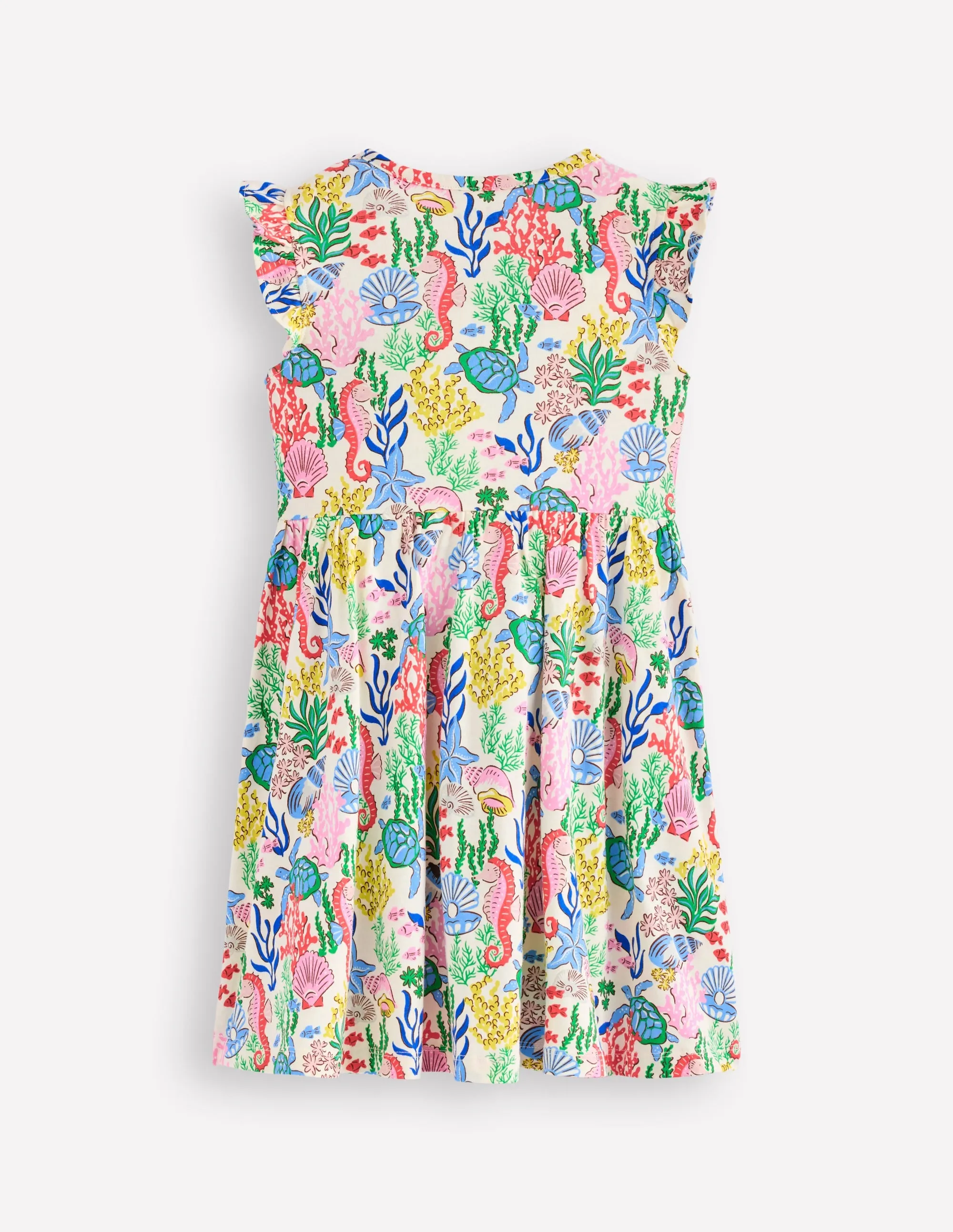 Posie Frill Sleeve Dress-Multi Coral Cove