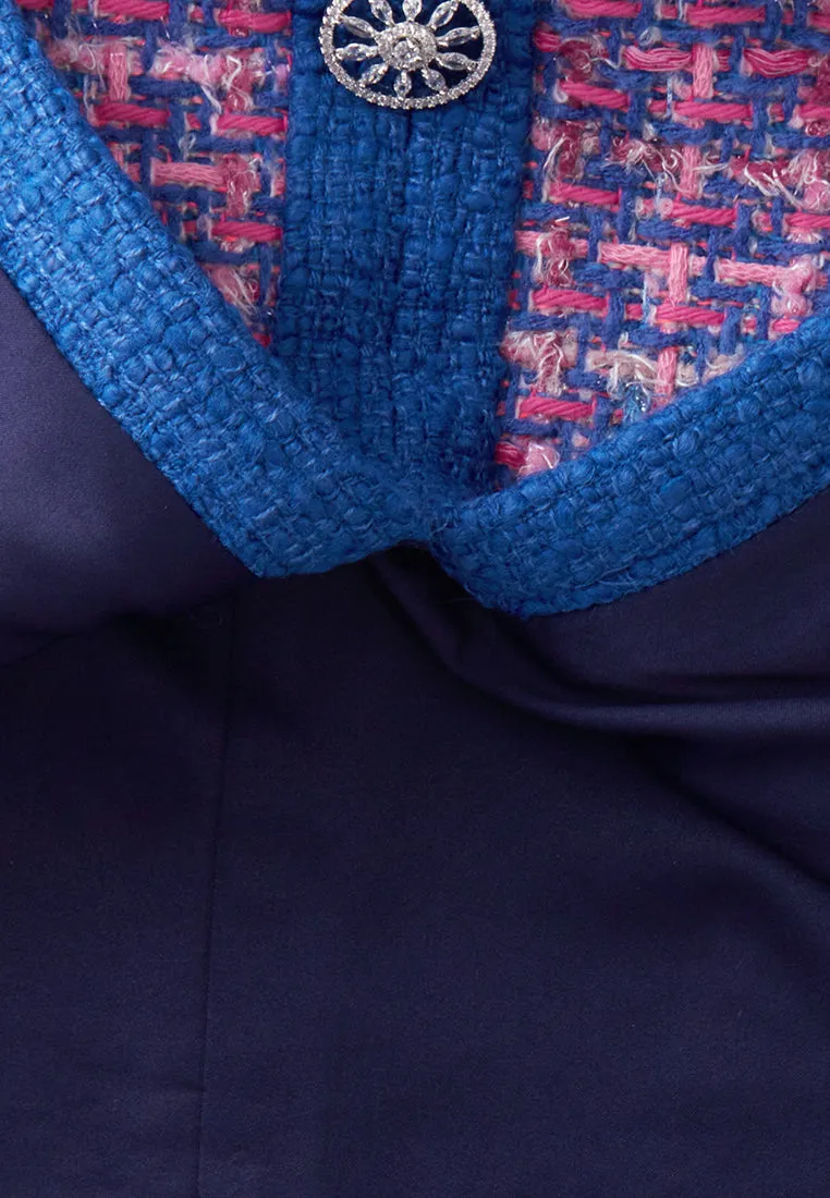Primary Color Illusion Chunky Woven Tweed Dress