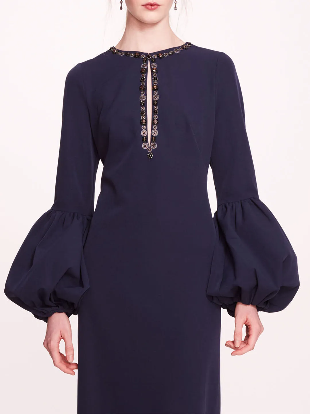Puffed Sleeve Column Gown