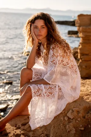 Rachel Sunflower Scallop Lace Caftan